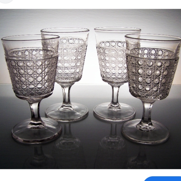 VINTAGE Set of 6 Drinking Goblets Basket Weave Wicker Glasses MCM